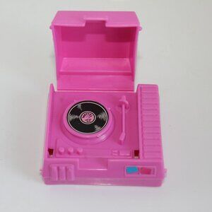 Vintage 1982 Barbie Pink Record Player Accessory Complete With Record